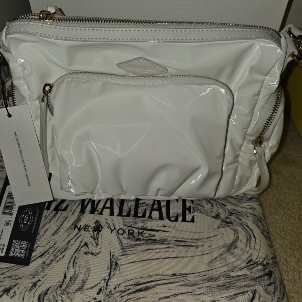 MZ Wallace Glossy White Crossbody Bag